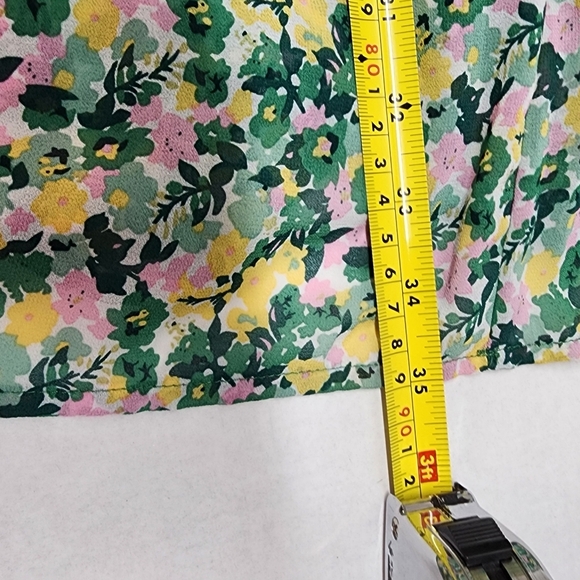 Melloday Floral Ruffle-Sleeve Pleated Dress - Green & Multicolor Print - Picture 15 of 15